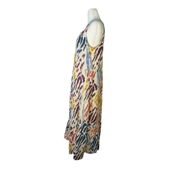 T Tahari Tiered Sleeveless Multicolor Print Maxi Dress Size Medium Pockets - Picture 3 of 10